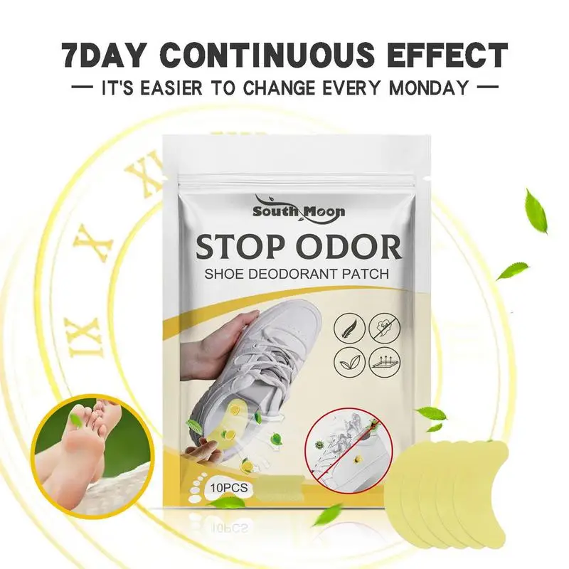 Shoes Odor Remover Deodorant Patch Lemon Athlete's Foot Soothing Insole Stickers Antibacterials Antiperspirant Foot Care 10pcs