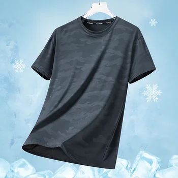 T-shirt Estiva da Uomo Morbida e Traspirante - Maglietta Comoda ad Asciugatura Rapida in Tessuto Funzionale Effetto Ghiaccio per Sport e Fitness Quotidiani