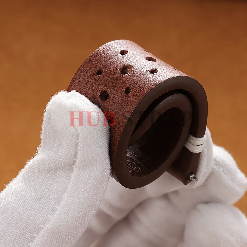 Breathable Cowhide Leather Watch Strap with Butterfly Clasp - Vintage Black, Red, Brown Wristband