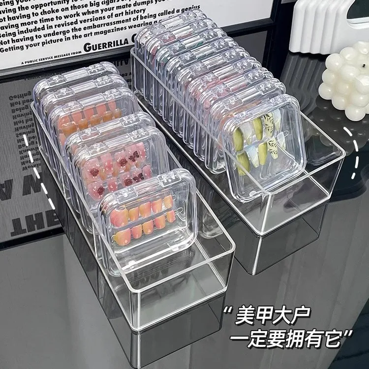 Transparent Handmade Nail Art Stickers Display Storage Box Jewelry Accessories Dustproof Storage Box