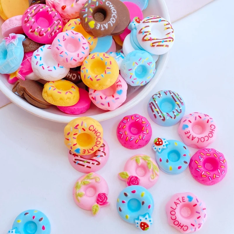 Resin Ornaments Craft Supplies Resin Crafts Resin Crafts Accessories 20Pcs Cute Mini Lovely Doughnut Bread Flat Back Resin Cabochons Scrapbooking DIY Jewelry Craft Decoration Accessories