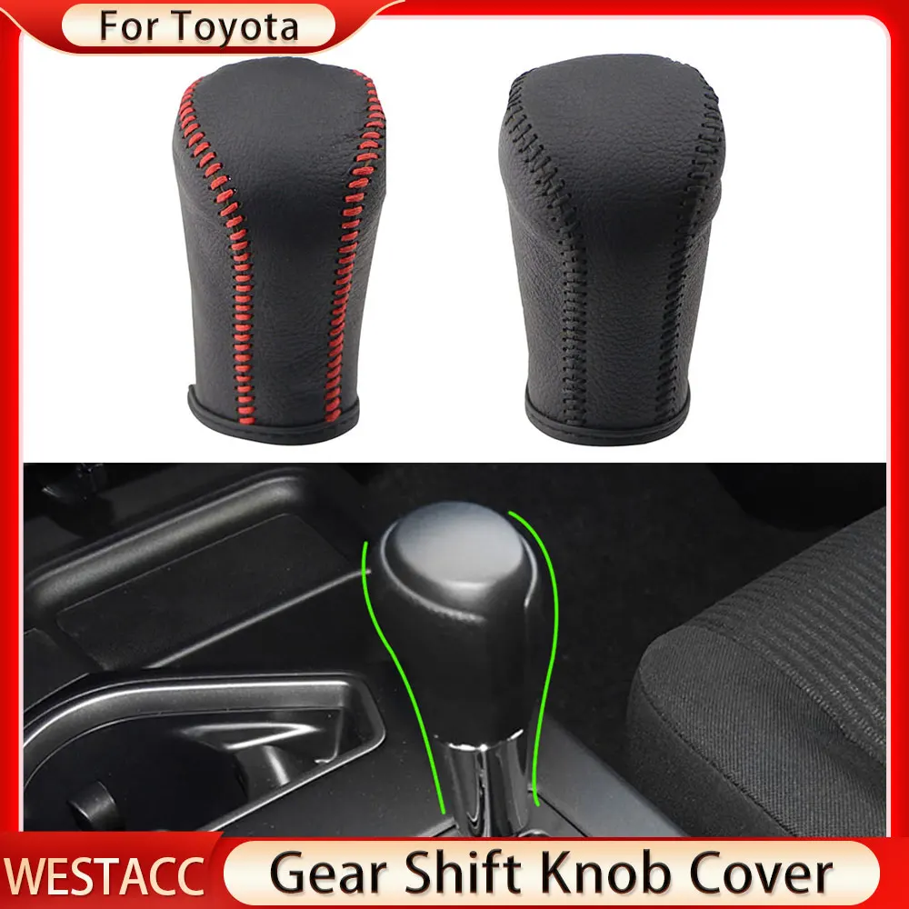 Leather Car Gear Shift Knob Cover for Toyota Corolla Rav4 Rav 4 Camry Yaris L 2014 2015 2016 2017 2018 2019 Handball Cover