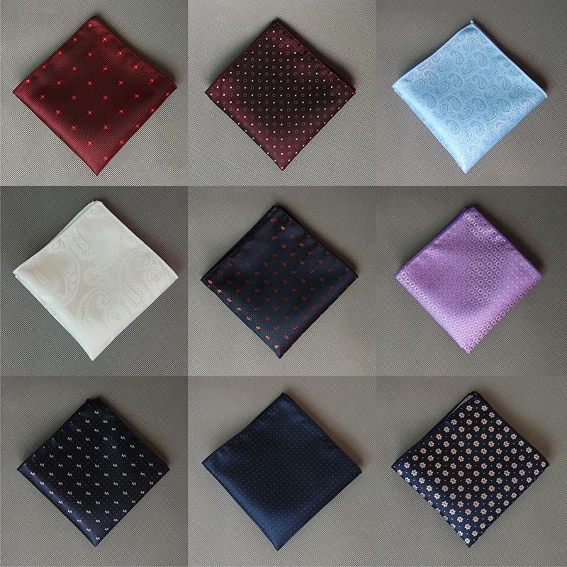 Men\'s Colorful Hankerchief Scarves Vintage Silk Satin Men Suit Pocket Square Wedding Dress Chest Towel Suit Accessories