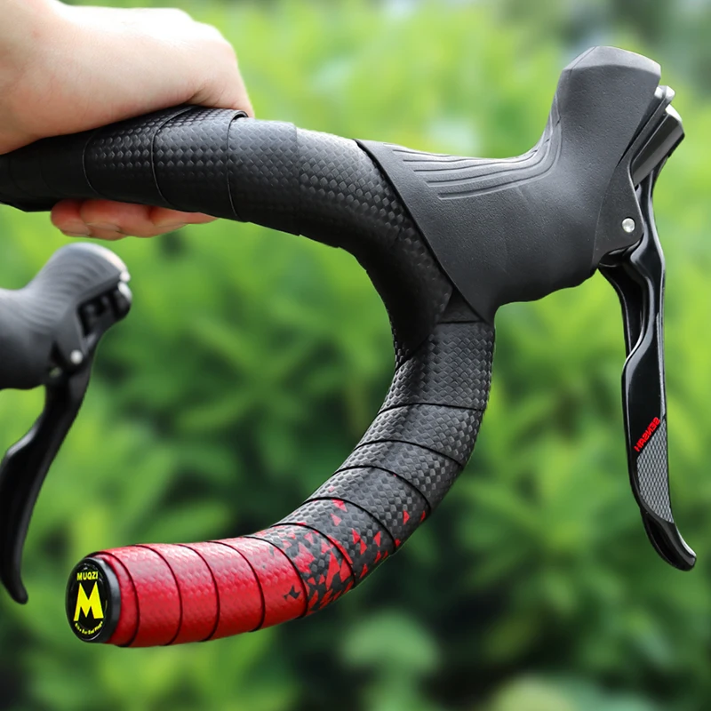 Wear Resistant Bike Handlebar Tape PU EVA Bicycle Shock Absorbing Wrap Belt End Plugs Ultralight Cycling Strap Accessories