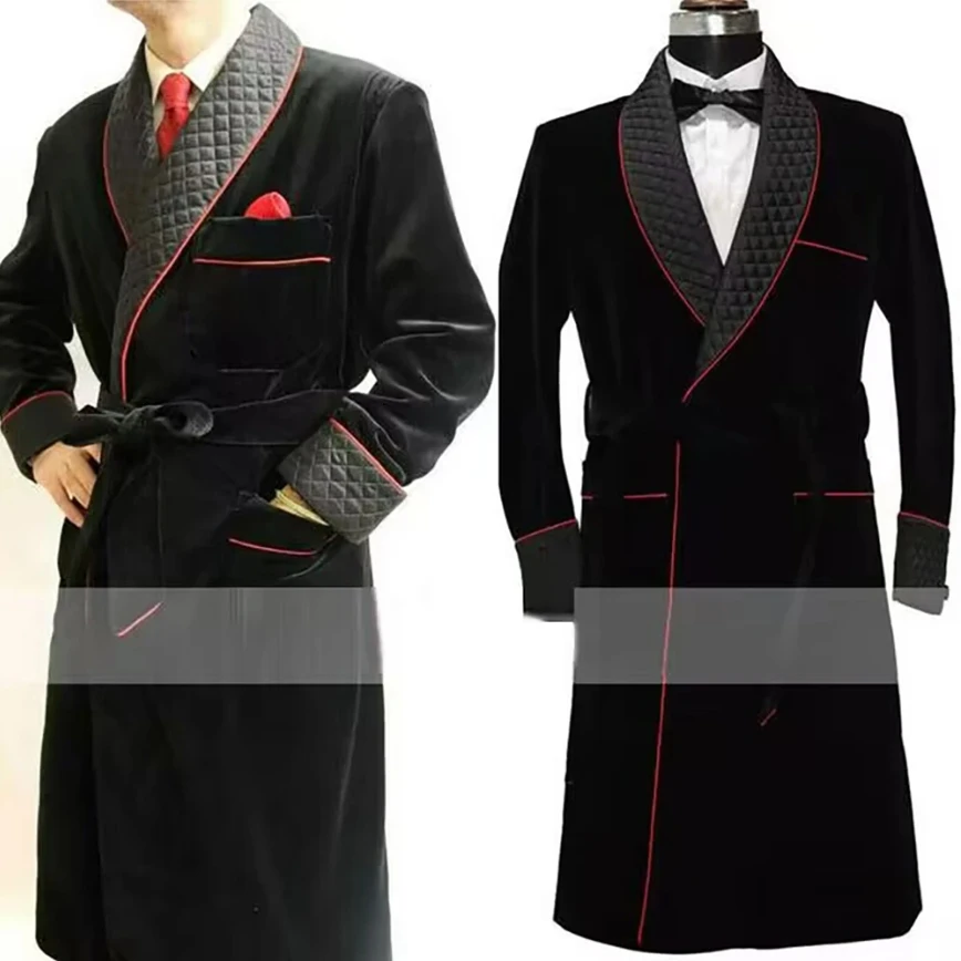 Velvet Long Men Suit Smoking Jacket Costume Groom Tuxedos Shawl Lapel Wedding Terno Slim Fit Blazer Jacket 1 Pc 2024 New Arrival