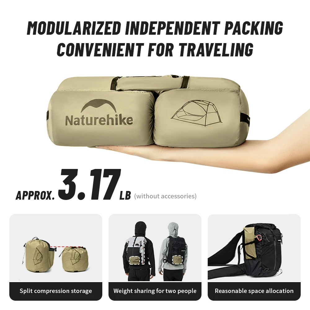 Naturehike Camping Tent Star River UL 2 People Tent 15D Nylon Ultralight Hiking Two Doors Backpacking Travel with Mat camping tent portable tent