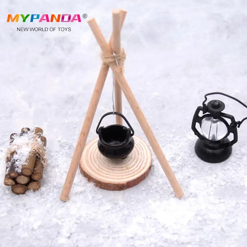 

1Set Dollhouse Camping Set Christmas Decoration Dolls House Snow Living Scene Decor Accessories Pretend Toys