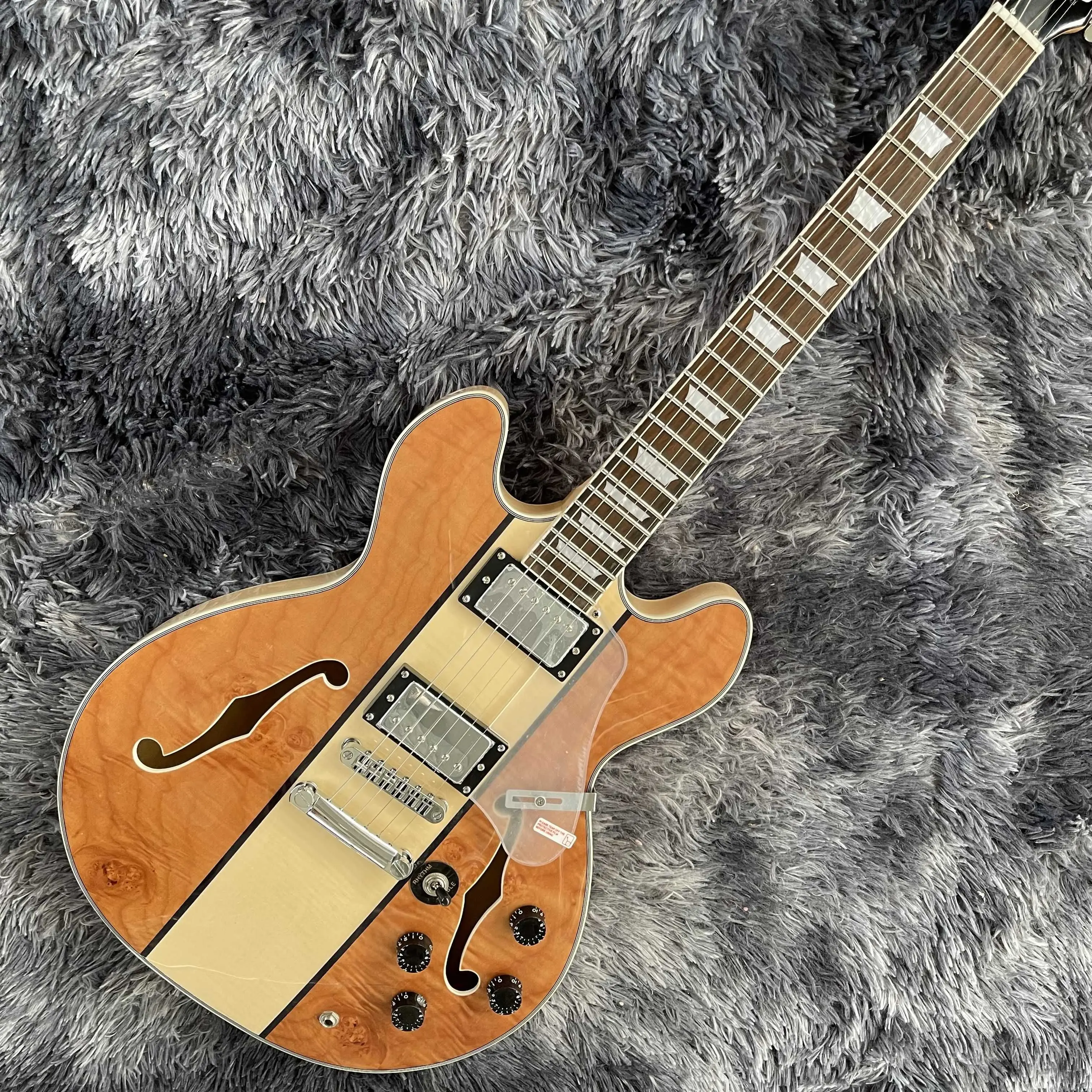 

Free shipping,Brown, contrast color design, special-shaped, unique, electric guitar,2022 new pop, high-end custom,