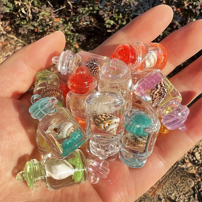 Luminous Transparent Drift Bottle Conch Shell Box Pendant for Jewelry Making DIY Charms Home Decoration Ornament