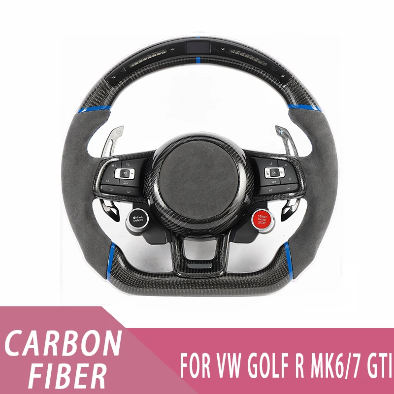 

For VW Golf Mk7 Gt-i Golf R GTS GTD CC LED Car Steering Wheel Carbon Fiber Durable