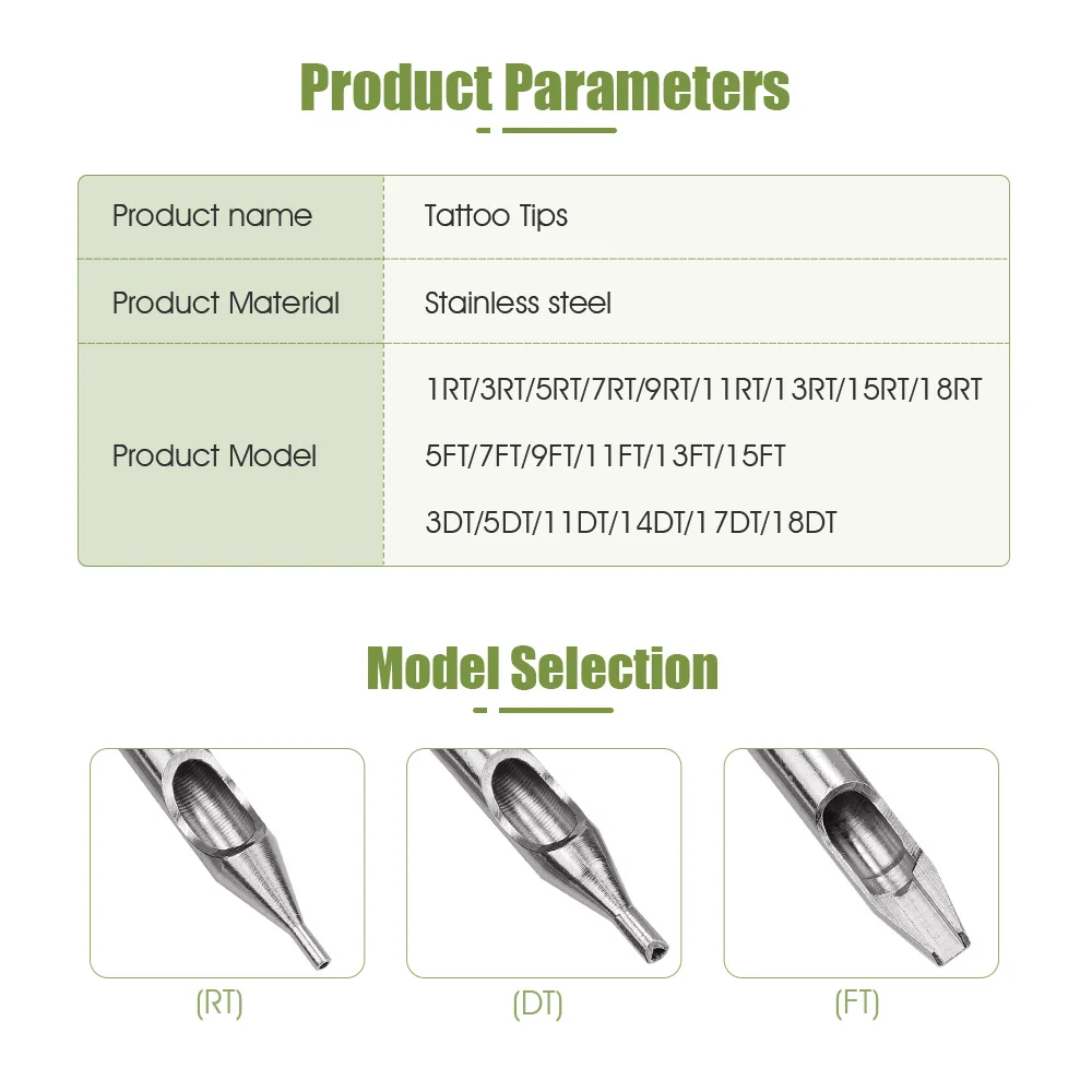 Tattoo Microblading Needles Tattoo Needle Tip 10pcs RT FT DT Sterile Tattoo Stainless Steel Disposable Needle Tip Nozzle Disposable Gun Nozzle