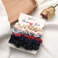 Satin Elastic Scrunchies Set - Soft Imitation Silk Hair Ties (A)