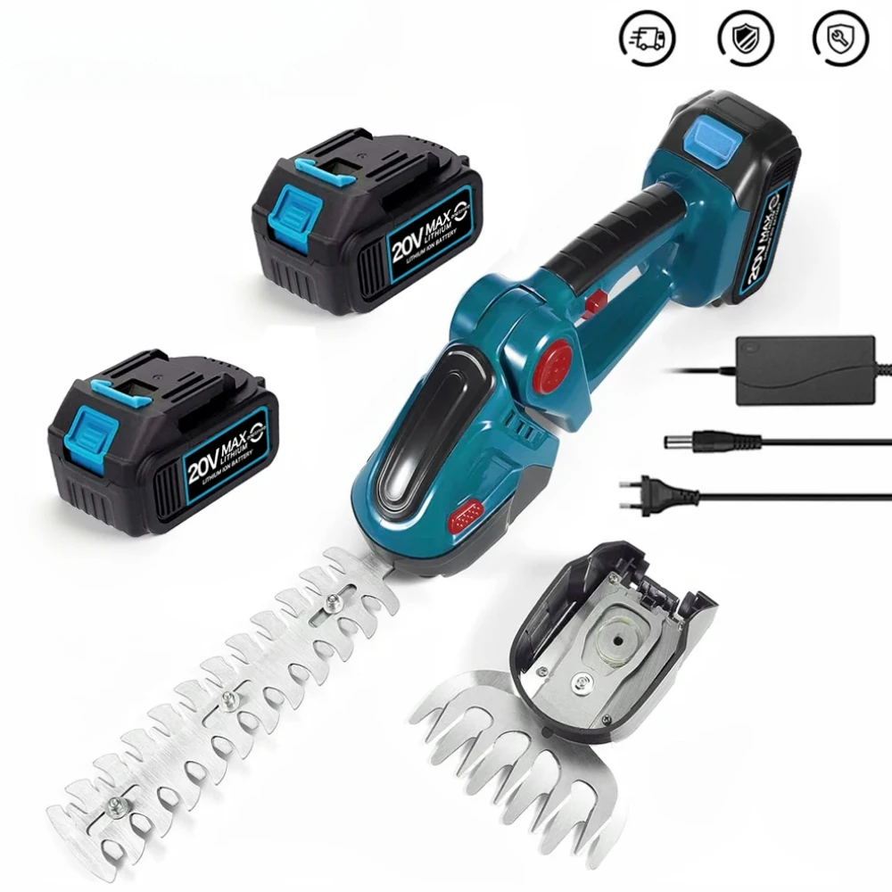 2 In 1 21V Cordless Electric Hedge Trimmer Rechargeable Handheld Shrub Weeding Pruning For 18v Makita Battery