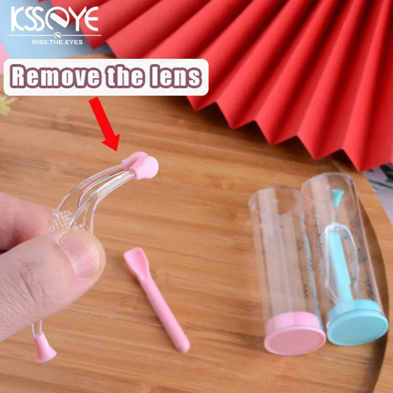 Kisseye 1 Set Portable Contact Lens Remover Color Tweezers Suction Stick Clip Eyes Care Lens Wear Tools Kit ping