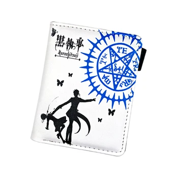 Portafoglio in Pelle PU di Black Butler Kuroshitsuji, Borsellino con Bottone per Regalo alla Moda