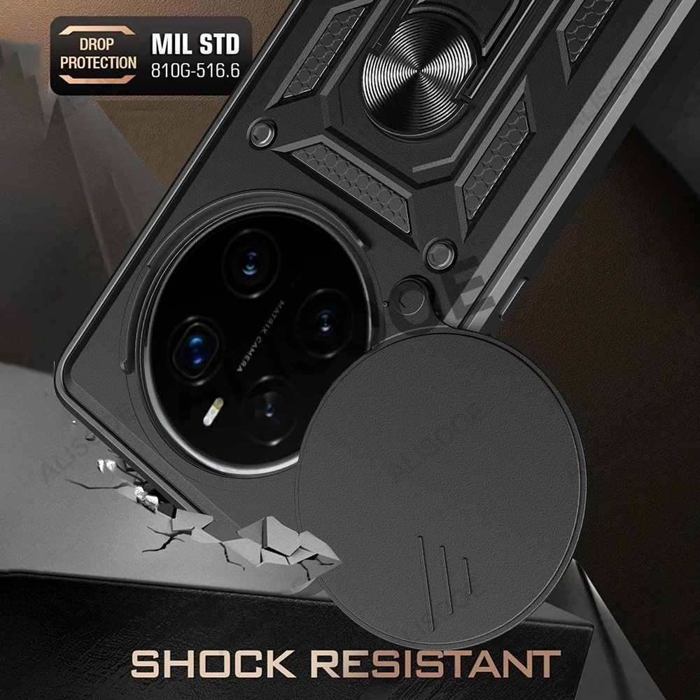Slide Camera Armor Shockproof Phone Case with Ring Stand Protection