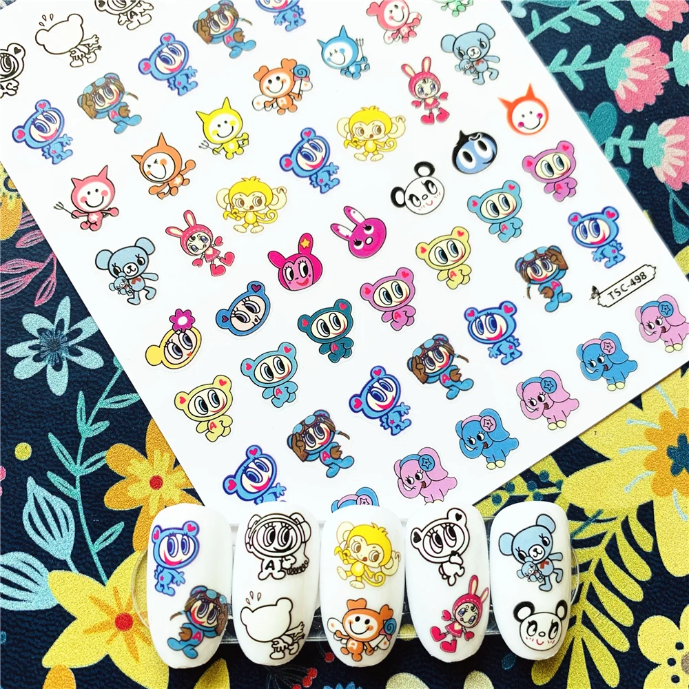 TSC-498 Cartoon clown series 3d nail art stickers decal template diy nail tool