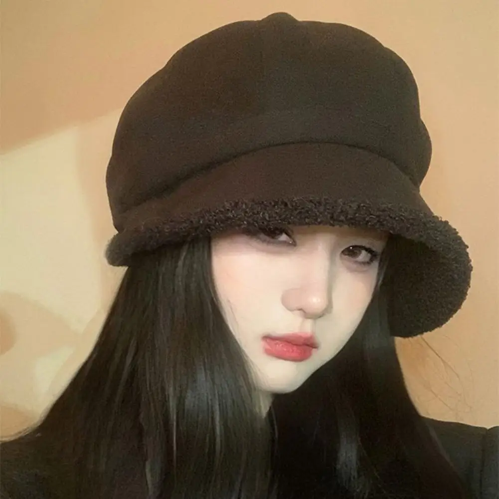 

Women Hat Thickened Plush Lined Winter Beret Adjustable Retro Style Newsboy Hat for Women Stay Warm Stylish Outdoors Outdoor