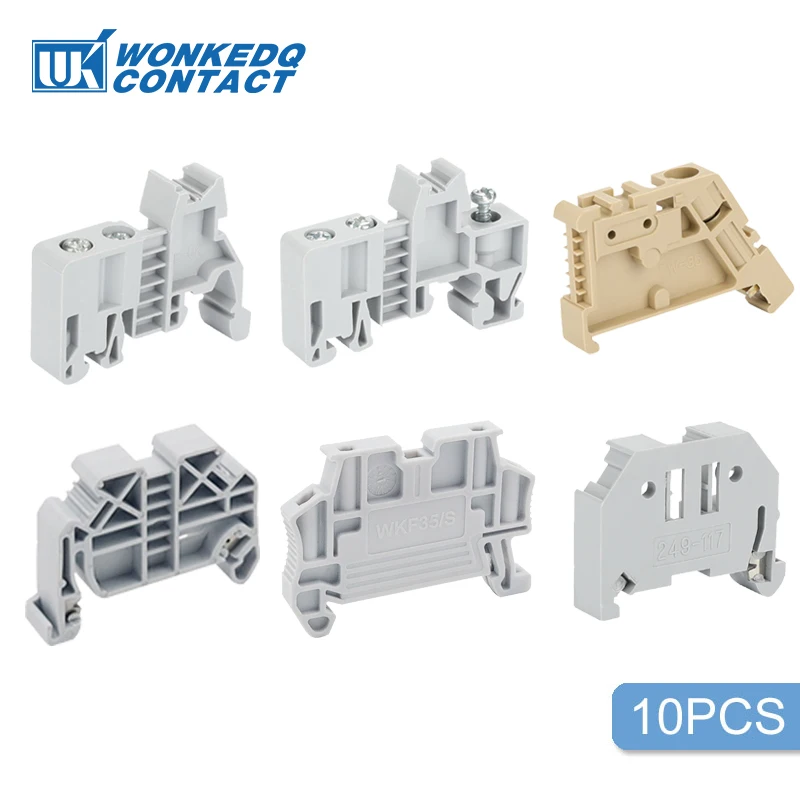 Din Rail Terminal Block End Stop Bracket 10Pcs E/UK E/UK2 EW35 WKF35 Mounting NS 35 DIN Rail Terminal Block Fixed CLIPFIX Screwless Tool-free End Clamp