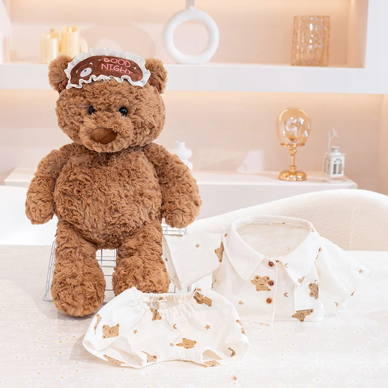 New Kawaii Pajama Bear Plush Toy High Quality Ryan Teddy Bear Wear Eye Masks And Pajamas Soft Stuffed Accompany Kids Sleeping