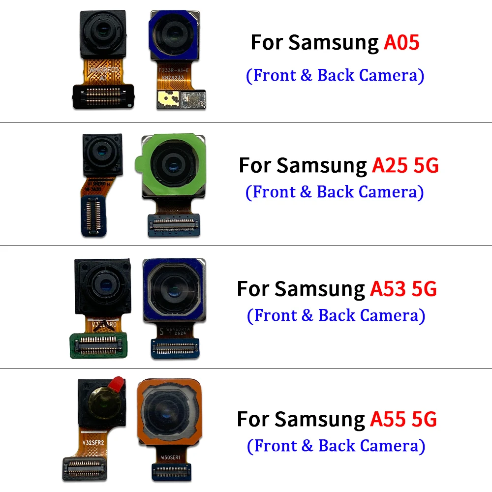 삼성 A05 A05S A06 A15 4G A25 A53 A55 5G용 전후면 카메라 모듈, 후면 메인 카메라 플렉스 모듈 교체 부품 테스트 완료