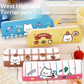 Simpatico cartone animato Western Highland Astuccio per matite portatile per studenti, cancelleria, scatola per penne, organizer per forniture ritorno a scuola