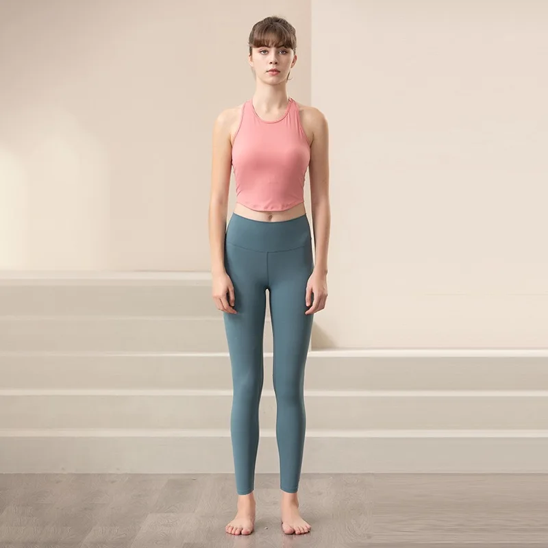 

Nude feeling vest sports yoga clothes suit female beautiful back running gym shockproof bra two-piece set
