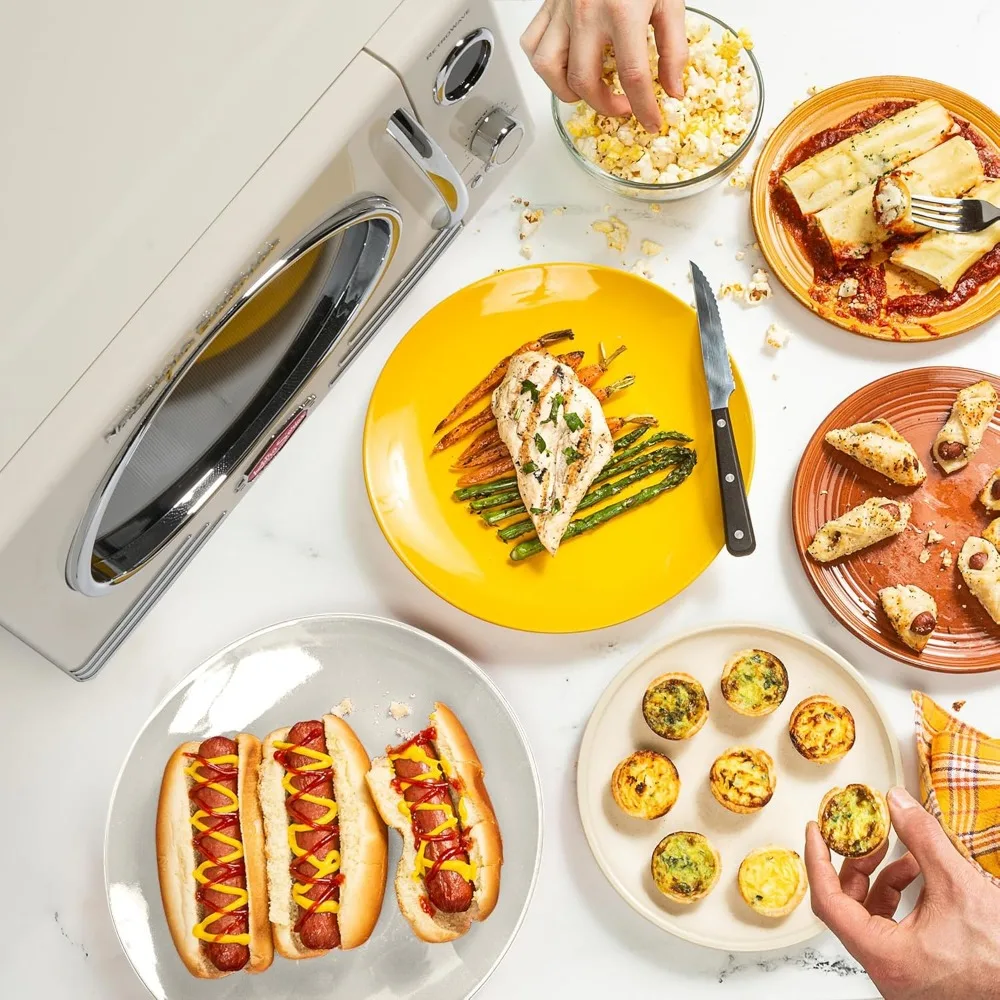 Retro Countertop Microwave Oven ,Large 800-Watt ,12 Pre-Programmed Cooking Settings - Digital Clock,Kitchen Appliances 3