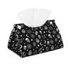 Gothic Skull Cat Moon Pattern Facial Tissue Box Cover Rectangular Waterproof PU Leather Tissue Holders for Home Office Car Decor 1