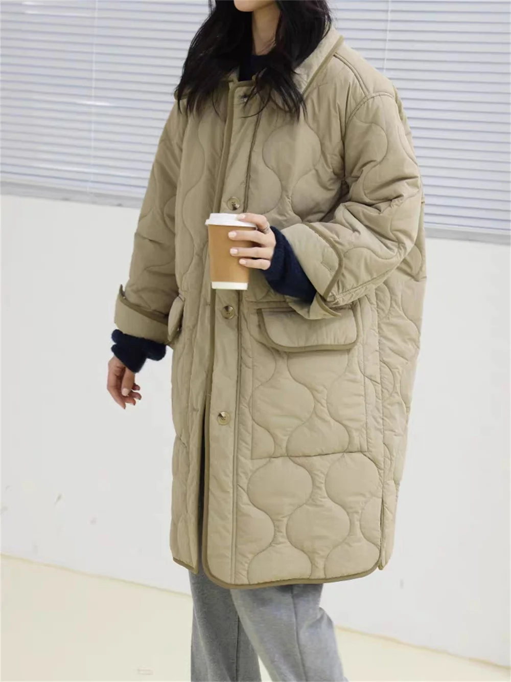 Lingge Down Cotton Jacket for Women in Winter, New Korean Version, Small and Medium Length Jacket With Cotton Jacket, 2023