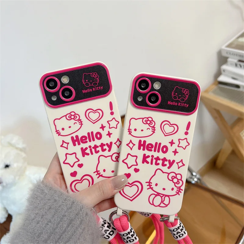 

Sanrio Kawaii Cell чехол для телефона Hello Kittys аксессуары милый мультяшный аниме подходит для Iphone14Promax131215 Противоударная игрушка для девочки подарок