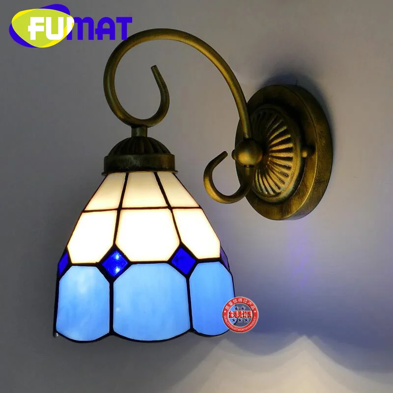 

FUMAT Tiffany style European Mediterranean wall lamp mirror headlight for living room bedroom cafe study sconce light LED decor