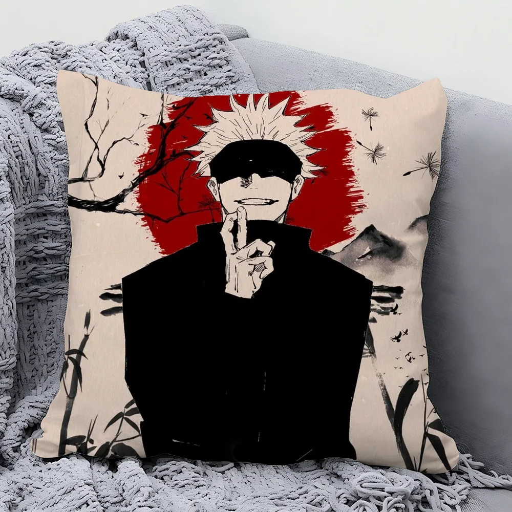 1pc Satoru Gojo Anime Jujutsu Kaisen Pillow Case Square Pillow Bedroom Sofa Leisure CushionCar Living Room Home Decoration 40X40 5
