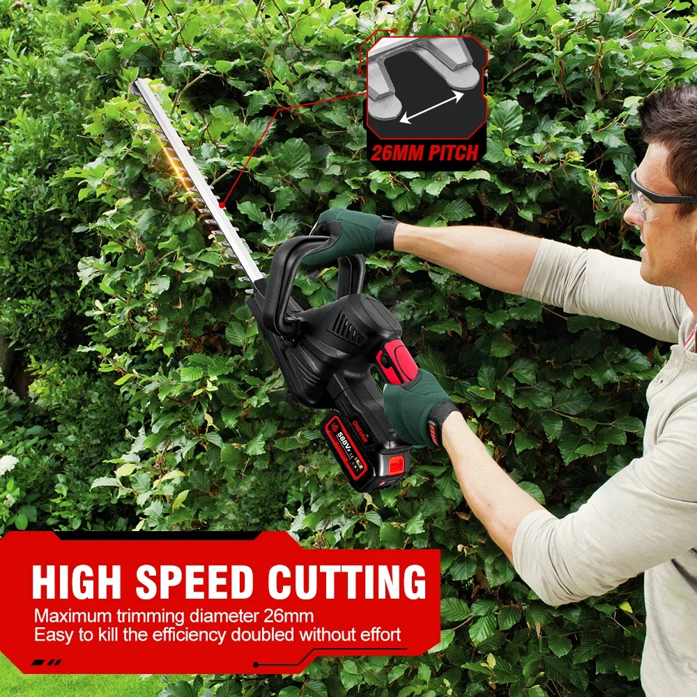 ONEVAN 2000W Brushless Cordless Hedge Trimmer Garden Trimmer Pruning Saw Lawn Mower Garden Pruning Tool For makita 18v battery 4