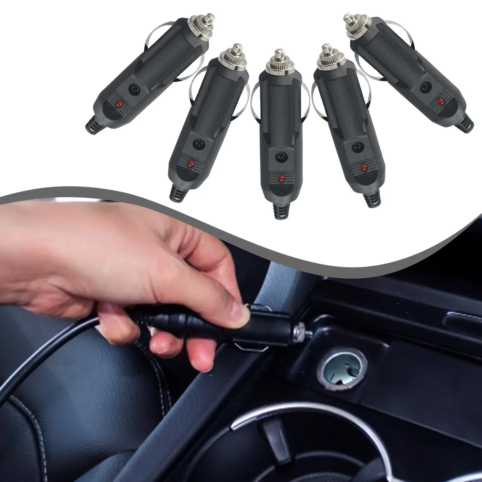 

5PCS 12V/24V 10A Male Cars Cigarette Lighter LED Socket Plug Connector Adapter Accessories For Cars Electric