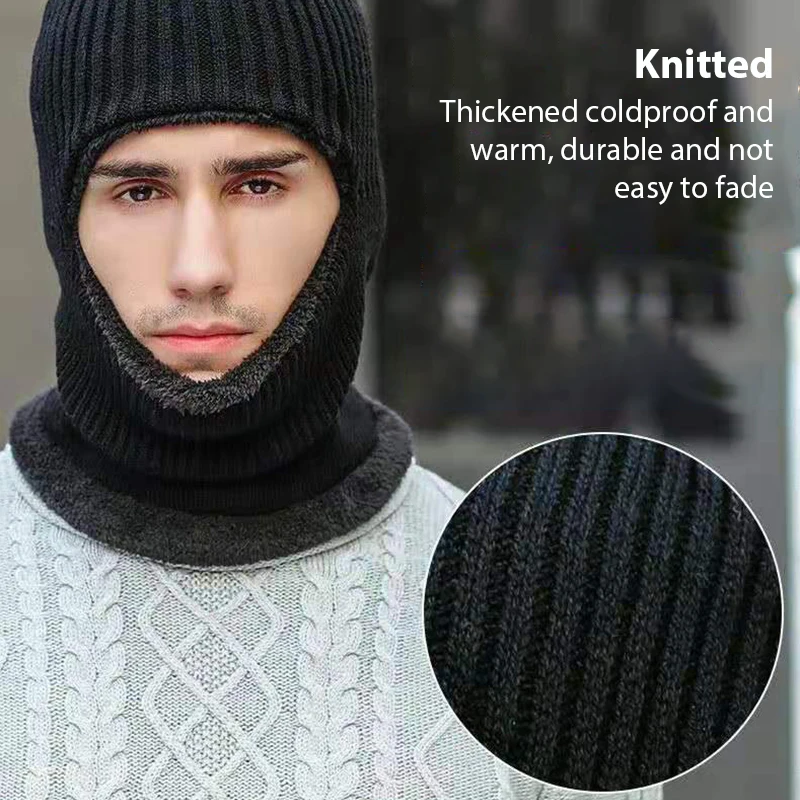 Winter Knitted Balaclava Mask Thickened Windproof Warm Cycling Full Face Cover Women Men Thermal Anti-Cold Running Ski Mask