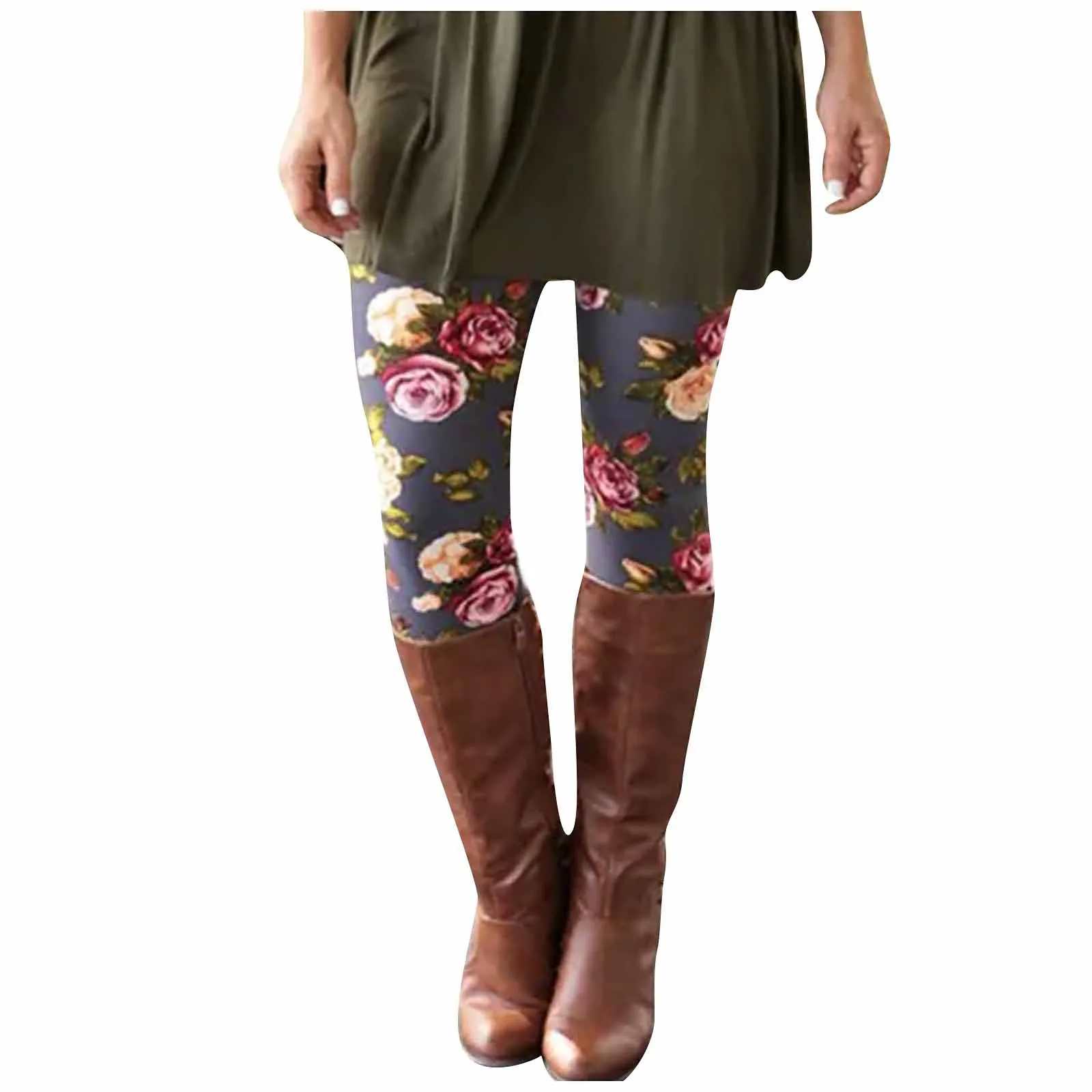 

Printed High Elastic Women Long Leggings Slim Fit Push Up Floral Boot Casual Pants Fashion Athletic Cotton Trousers Woman Pants