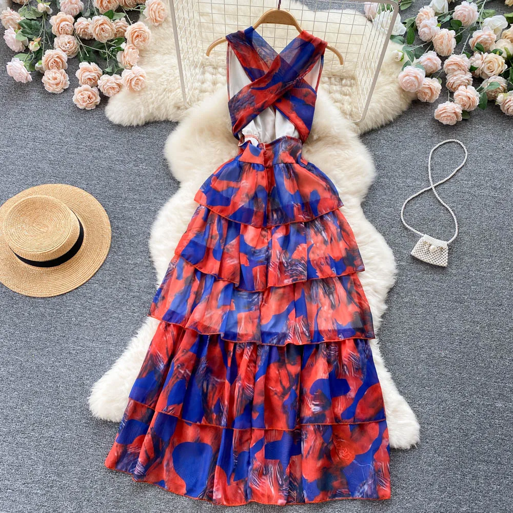 Women Summer Backless Beach Maxi Dress Sleeveless Spaghetti Strap Fairy Dress Elegant Sexy Club Evening Party Robe Long Dresses