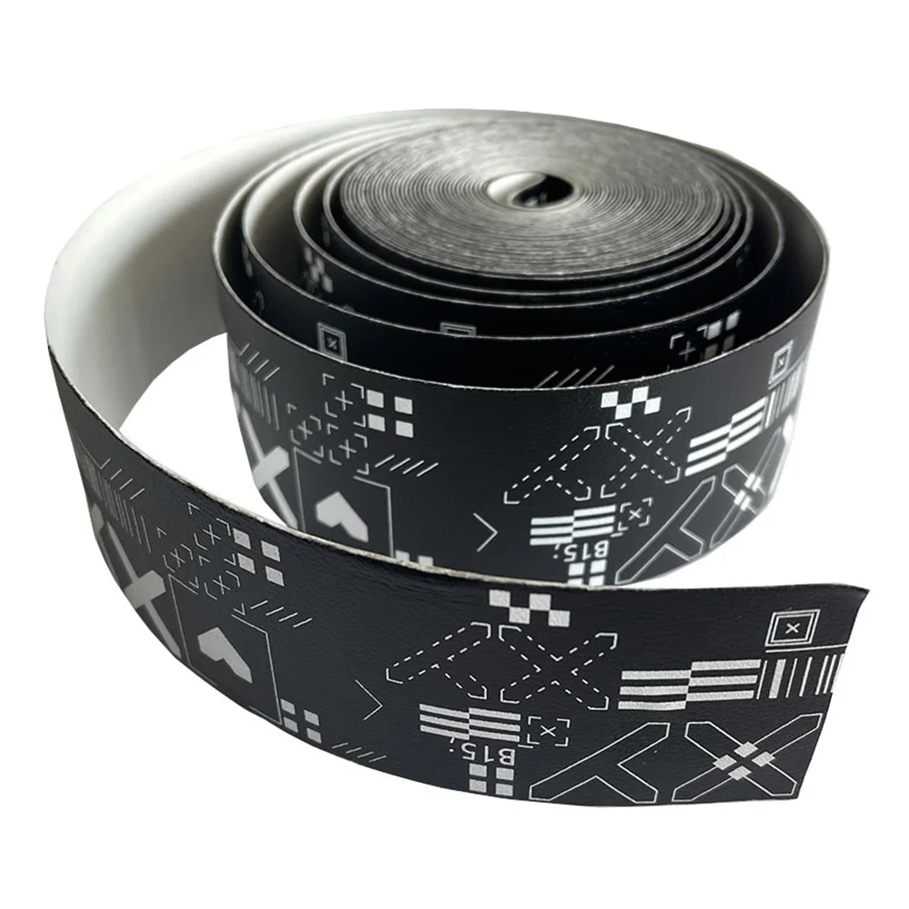 Description Picture 2 of item1 Roll 500cm Print Tennis Racket Paddle Head Protection Tape PU Reduce Friction Stickers For Beach Pickleball Racket Sport Parts