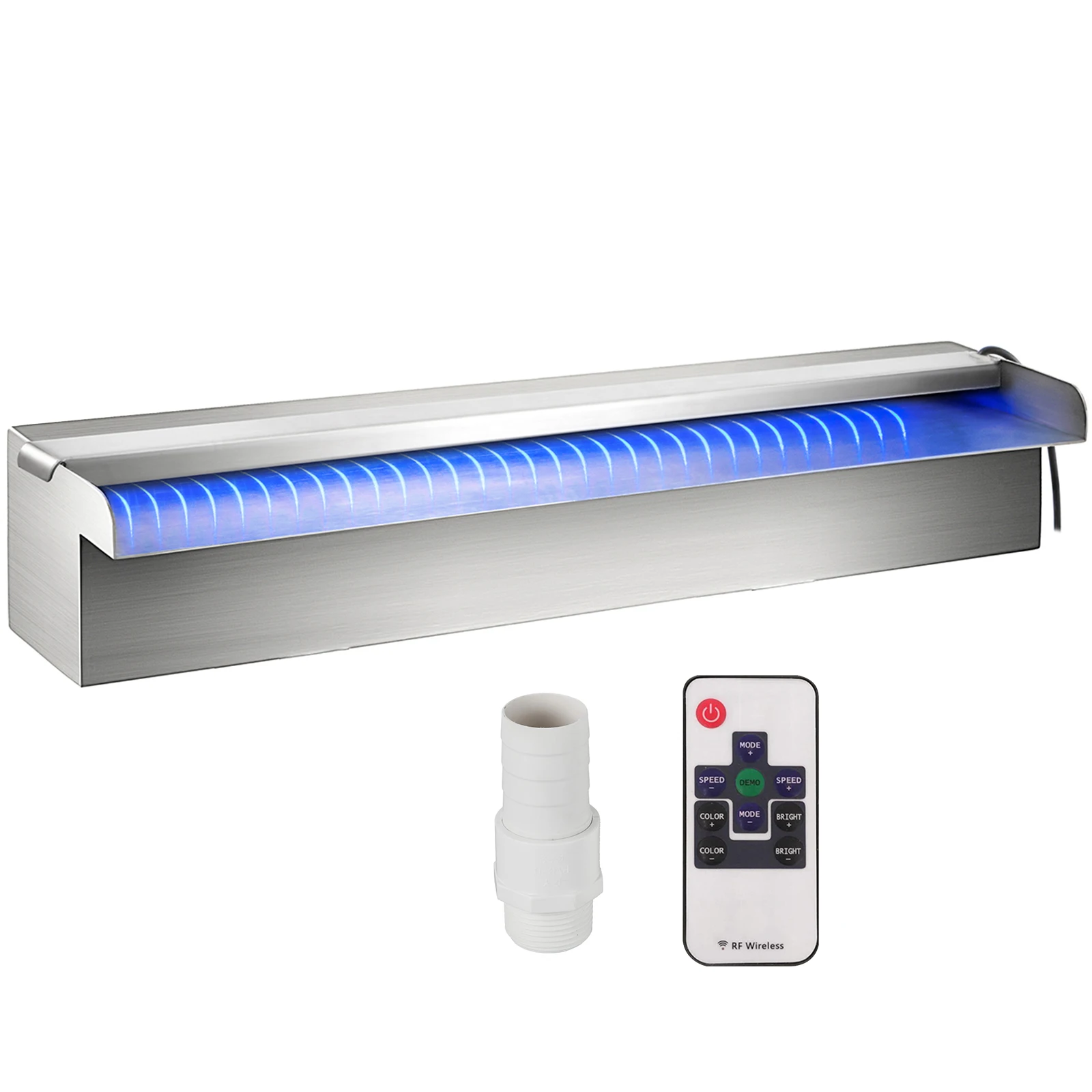 Water Fountain VEVOR Pool Fountain Swimming Pool Waterfall LED Strip Light Stainless Steel Outdoor Garden