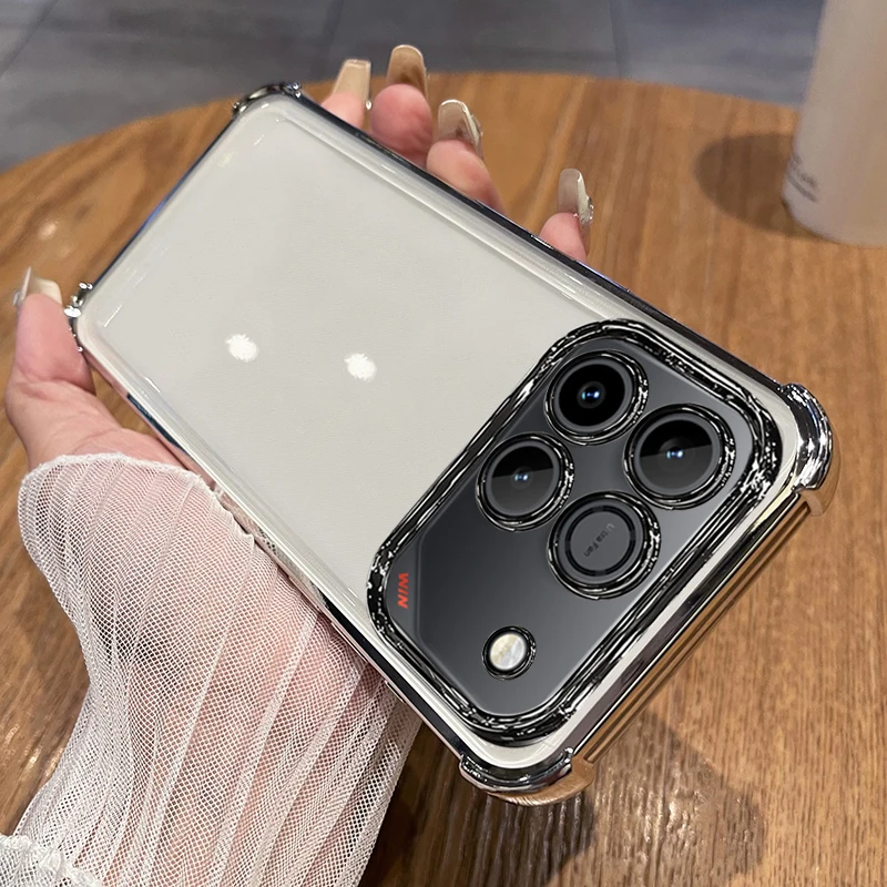 Enhanced Plating Lens Protection Film Case with Four-Corner Anti-Shock Bumper
