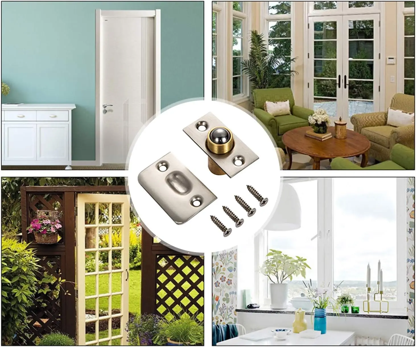 Catch Door Hardware Closet Door Latch Adjustable Spring Cabinet Latch French Catches Pack of 2 (Gold)