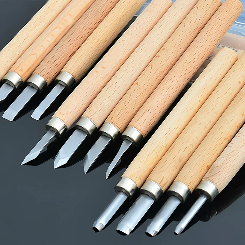 

12pcs Professional Wood Carving Chisel Hand Tool Set For Basic Fine Carving Woodworking Planes