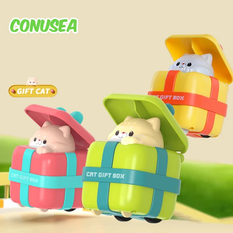 

Kids Press Toy Car Creative Cartoon Press Gift Cat Toy Clockwork Baby Inertia Pull Back Cars Children's Toys for Boys Girls