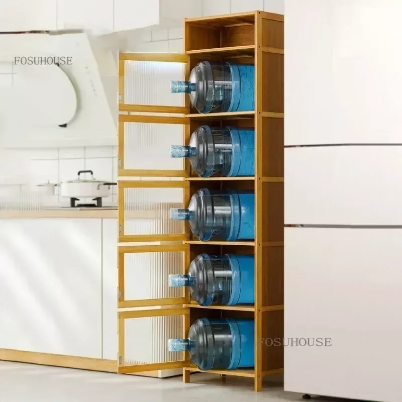Wooden Rattan Kitchen Cabinets Sandwiched Multi-layer Wine Storage Cabinet Multi-functional Sideboards Home Furniture K
