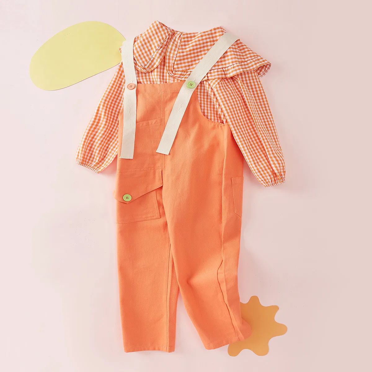 

Autumn Spring Girls Clothing Sets Children Suit Outfits Preppy Cotton Plaid Shirt & overalls Kids Tracksuit 4 6 7 8 10 12 Years