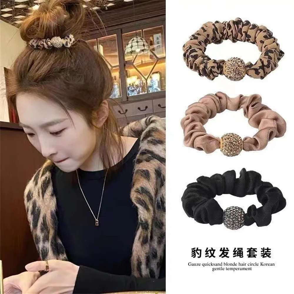 

Acetate Scrunchies Vintage Hair Ties Women Girls Rhinestones Ponytail Holders Elastic Hair Band Simple Hair Rope Accessories
