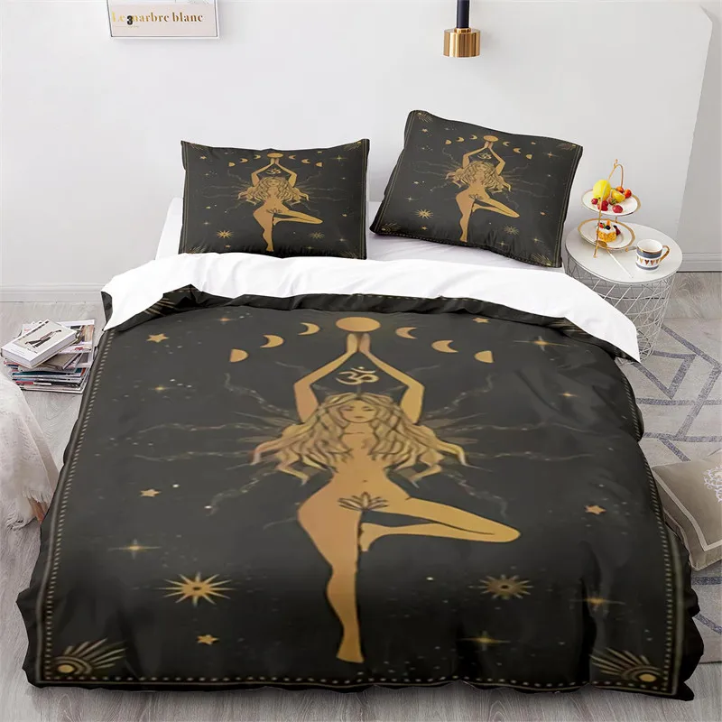 Boho Sun and Moon Duvet Cover Mysterious Astrology Bedding Set Microfiber Witch Wiccan Fortune-Telling Tarot Cards Quilt Cover 5