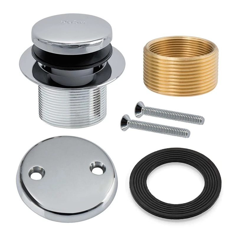

Anti-Odor Bathtub Sink Bathtub Plug Decoration Kit With Two-Hole Faceplate,Bathtub Drain Set Coarse Brass Chrome