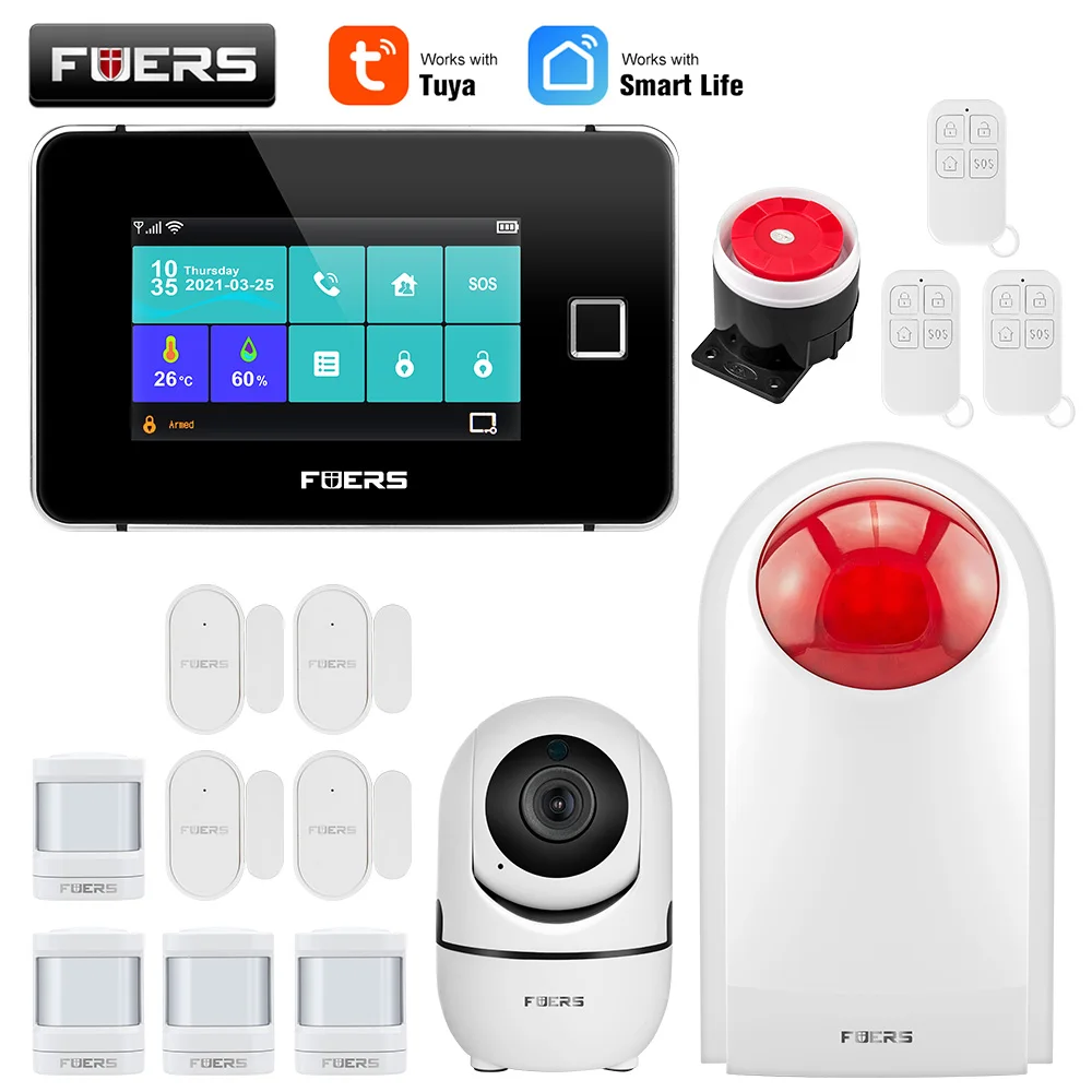 remote panic button Fuers 4.3 Inch TFT Screen Alarm WIFI GSM Smart Home Burglar Security Alarm System Tuya Smart Life APP Control Motion Sensor zigbee siren alarm Alarms & Sensors